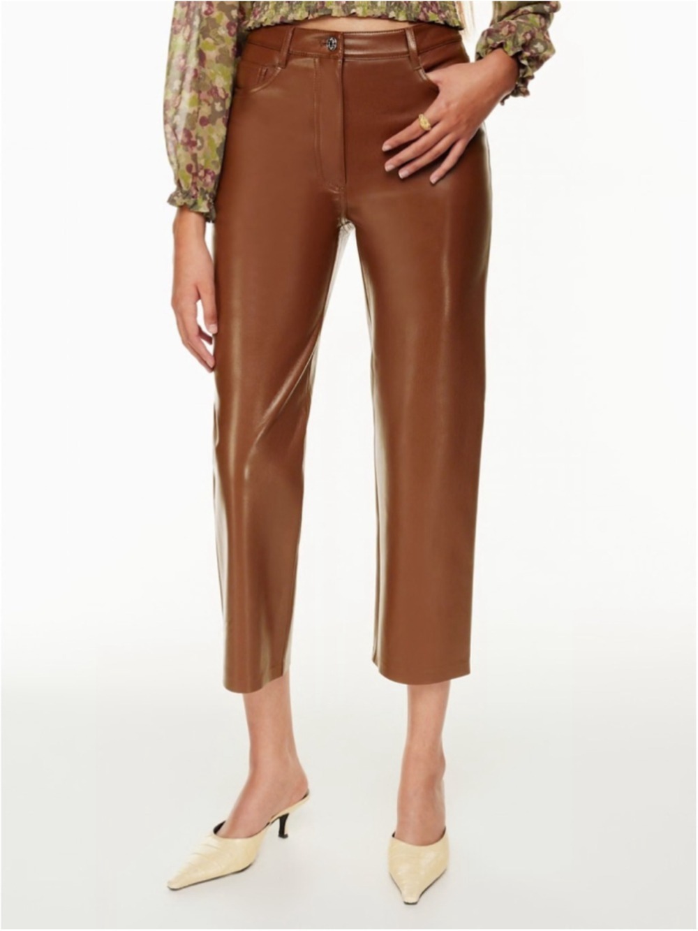 Aritzia The Melina Cropped Pant in Cognac Size 2
